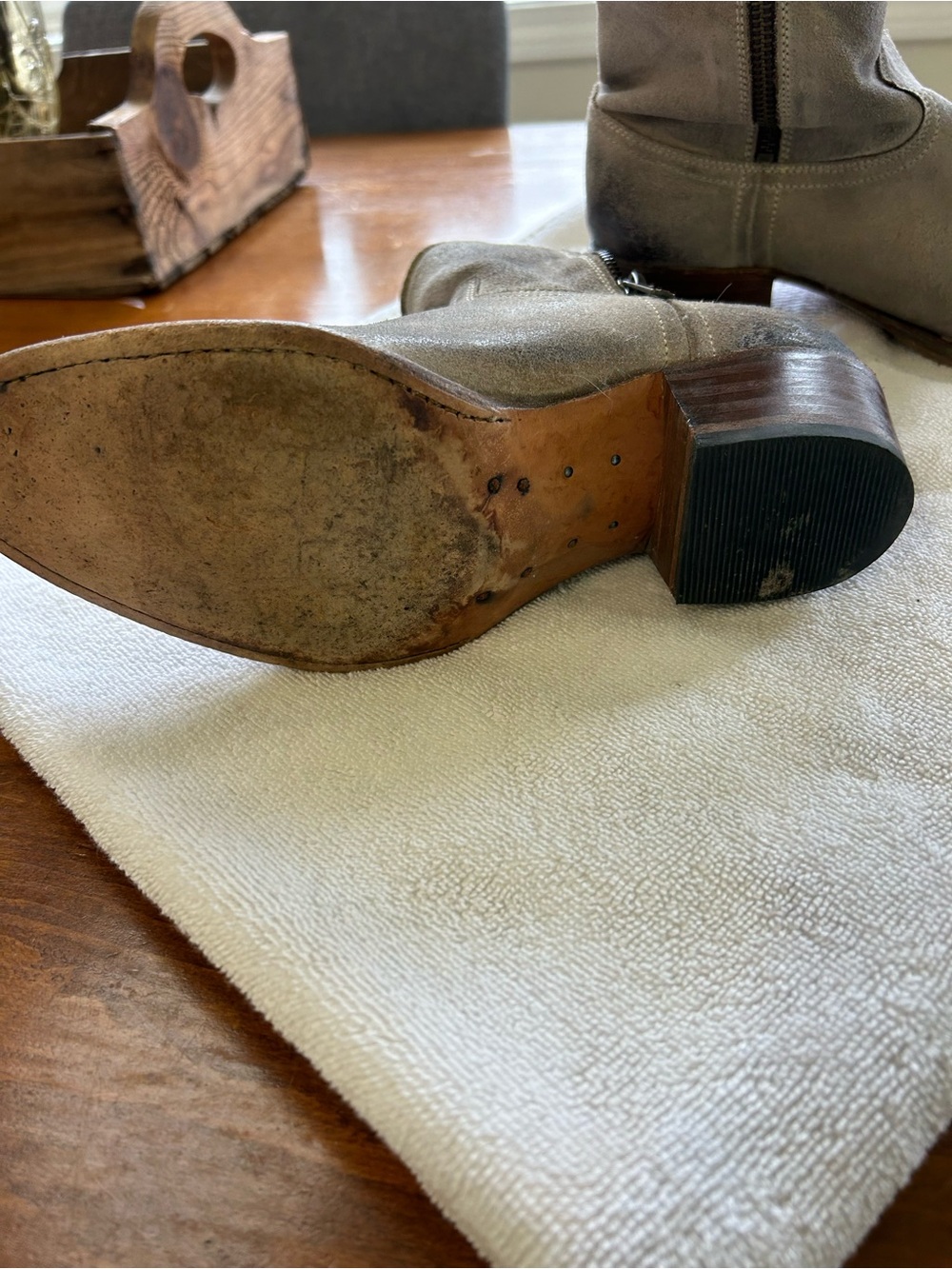 Frye distressed gray Suede Ankle Booties size 8 - Picture 13 of 15